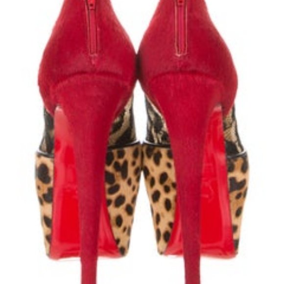 Christian Louboutin Red / leopard print bootie - Picture 4 of 9